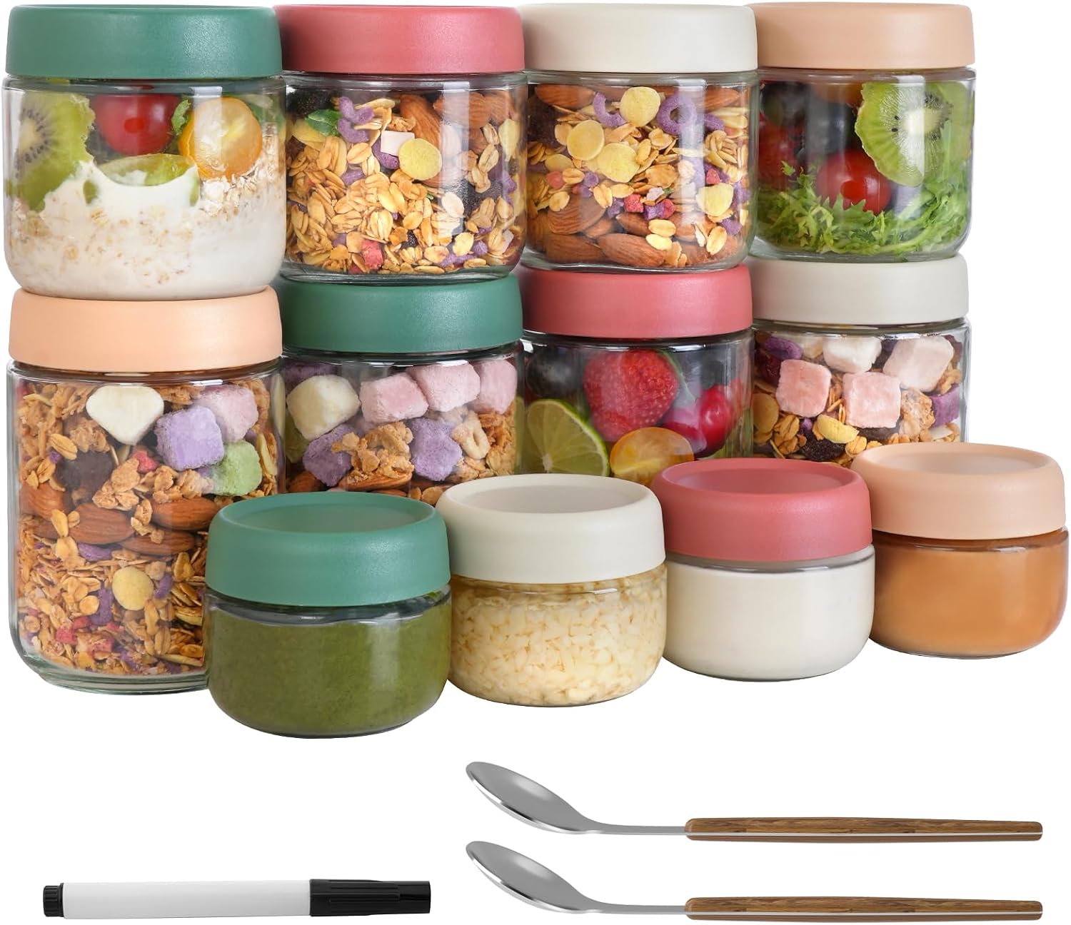 Mason Jar 8Oz - Paquete de 12 recipientes para avena