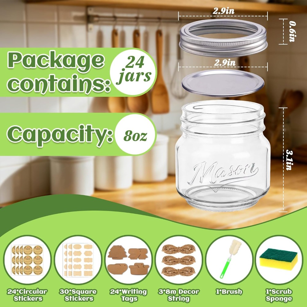 Tarros Mason de 8 oz con tapas - Mason Jar 8Oz reseña y precio