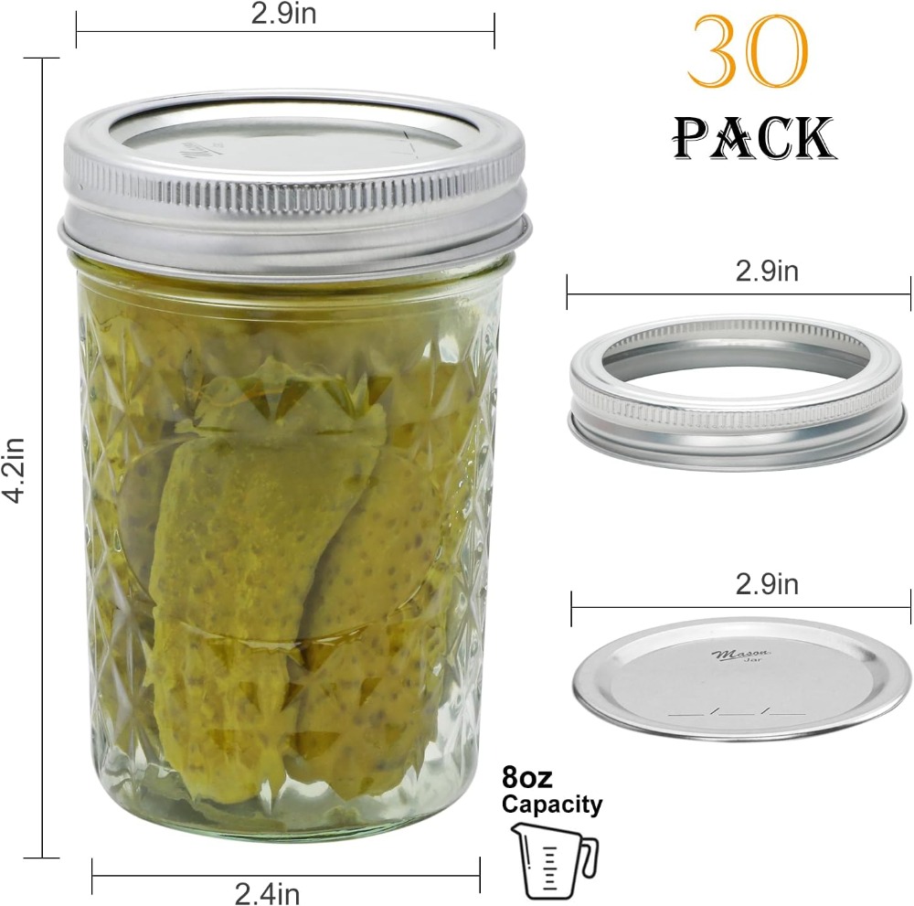 Paquete de 30 Frascos de Vidri - Mason Jar 8Oz reseña y precio